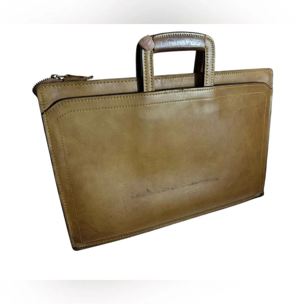 Vintage Retro Schlesinger Brothers Elegant Brown Saddle Leather Briefcase Bag